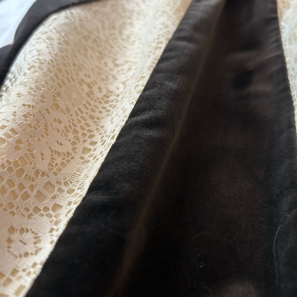 VINTAGE 70s JEANNE BOUCHEVER Cotton Velvet & Lace Patchwork Maxi Skirt S-L - Picture 8 of 16